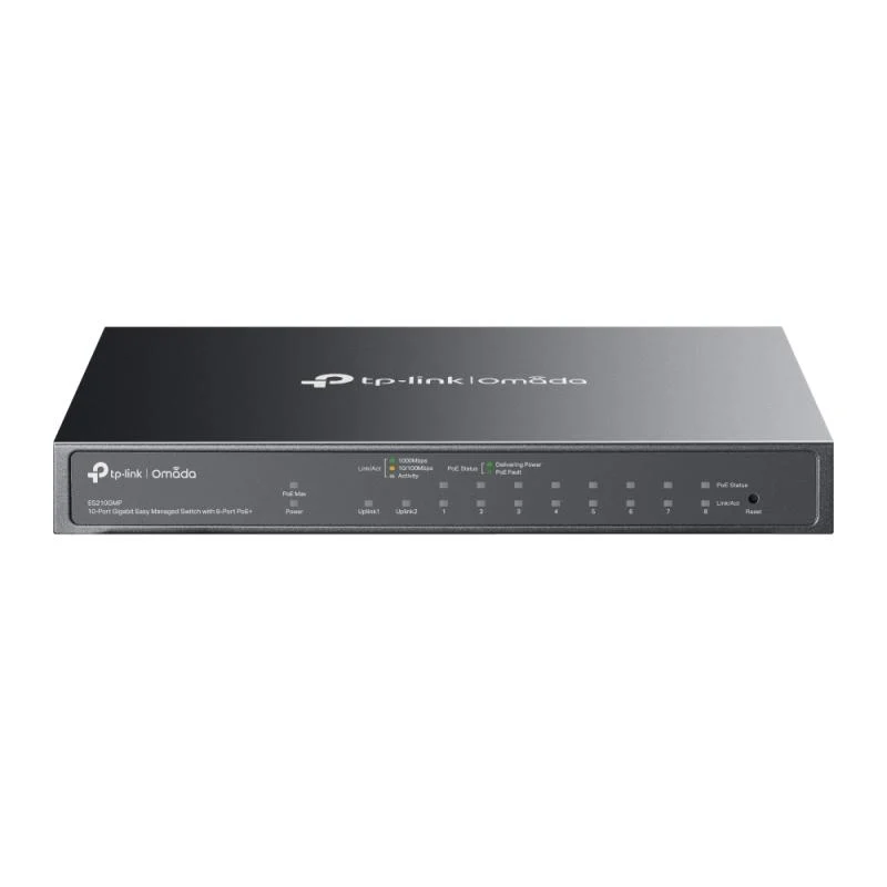 TP-Link Omada ES210GMP - 10-Poorts GbE PoE+ Switch, 123W PoE budget