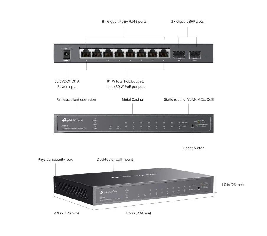 TP-Link SG2210P - 8-poort gigabit 802.3af PoE switch – foto 6