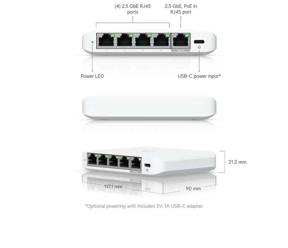 Ubiquiti UniFi Switch Flex Mini 2.5G - 5 poort, No PoE budget – foto 6