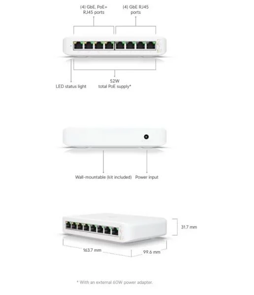 Ubiquiti UniFi Switch Lite - 8 poort 52W PoE budget – foto 7