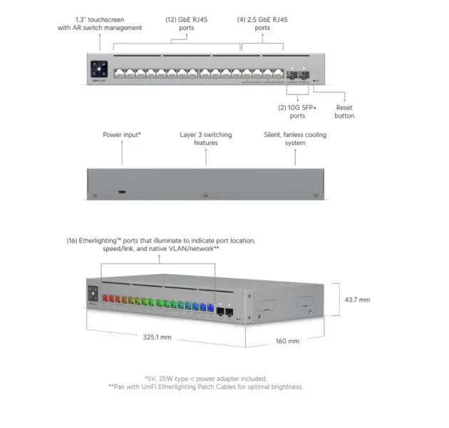 Ubiquiti UniFi Switch Pro Max 16, No PoE budget – foto 9